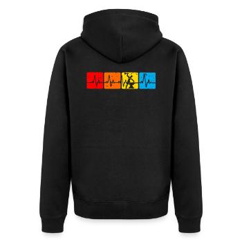 Blacksmith Farrier Vintage Heartbeat - Unisex Premium Organic Zip Hoodie - black - Back - Nico (187cm)