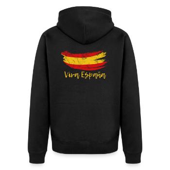Viva España, Spanien, Geschenk - Unisex Premium Bio Zip Hoodie - Schwarz - Hinten - Nico (187cm)