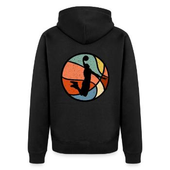 Vintage Retro Basketball Player Gift T-Shirt - Unisex Premium Organic Zip Hoodie - black - Back - Nico (187cm)