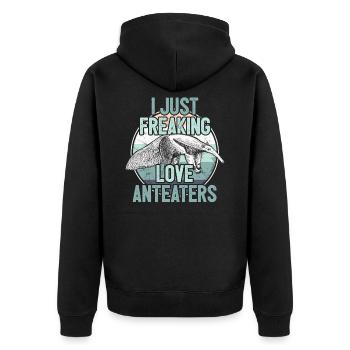 ant-eater - Unisex Premium Organic Zip Hoodie - black - Back - Nico (187cm)