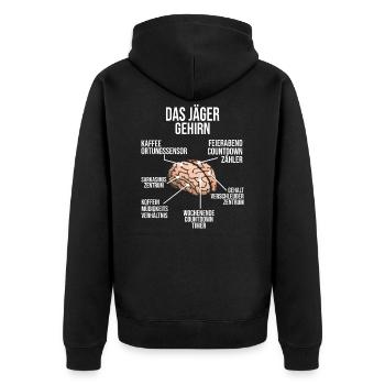 Jäger Gehirn Jagd Drahthaar Hirsch Jagdmeister - Unisex Premium Bio Zip Hoodie - Schwarz - Hinten - Nico (187cm)