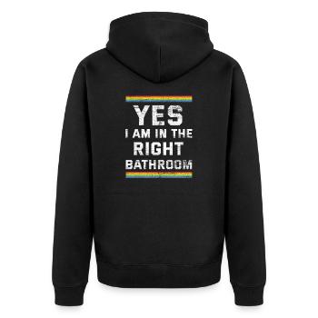 LGBT transgender - Unisex Premium Organic Zip Hoodie - black - Back - Nico (187cm)