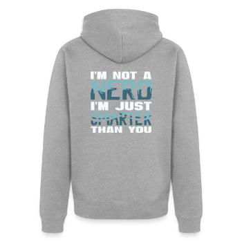 Intello - Veste à capuche bio Premium Unisexe - gris chiné - Dos - Nico (187cm)
