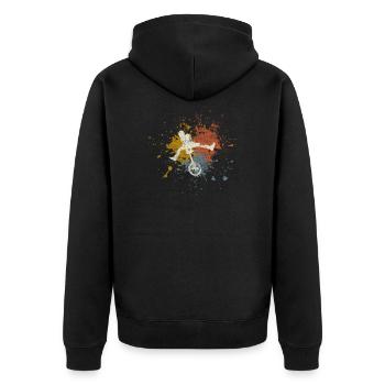Unicycle retro - Unisex Premium Organic Zip Hoodie - black - Back - Nico (187cm)
