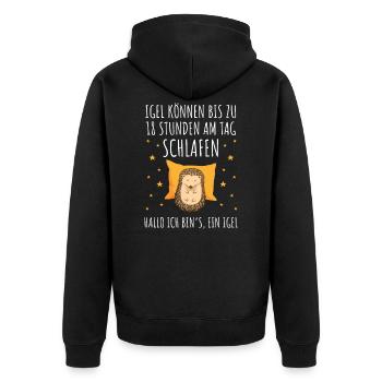 Igel Langschläfer Morgenmuffel Schlafmütze müde - Unisex Premium Bio Zip Hoodie - Schwarz - Hinten - Nico (187cm)