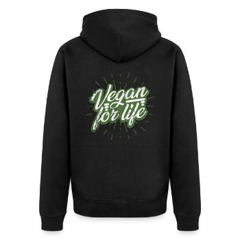 Vegan Veganer - Unisex Premium Bio Zip Hoodie - Schwarz - Hinten - Nico (187cm)