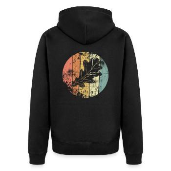 Eiche Eichenblatt Vintage Herbst - Unisex Premium Bio Zip Hoodie - Schwarz - Hinten - Nico (187cm)