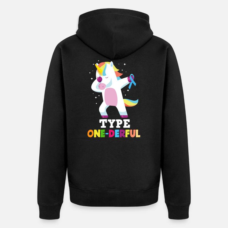 Cadeau de diabète de type 1 pour le diabète de type 1 - Veste à capuche bio Premium Unisexe - noir