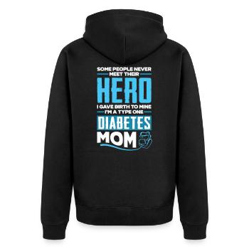 T1D Diabetes Typ 1 Diabetiker Geschenk - Unisex Premium Bio Zip Hoodie - Schwarz - Hinten - Nico (187cm)