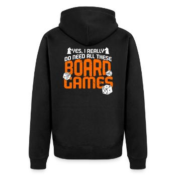 Ja Ich Brauche All Diese Brettspiele Brettspiel - Unisex Premium Bio Zip Hoodie - Schwarz - Hinten - Nico (187cm)