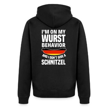 I Don't Give A Schnitzel Funny - Unisex Premium Organic Zip Hoodie - black - Back - Nico (187cm)