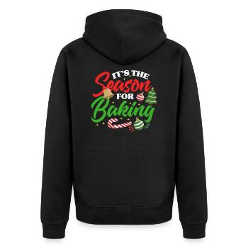 Weihnachten Cookie Team Backen Weihnachtsplätzchen - Unisex Premium Bio Zip Hoodie - Schwarz - Hinten - Nico (187cm)