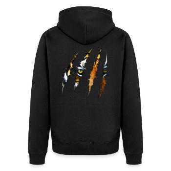 tiger - Unisex Premium Organic Zip Hoodie - black - Back - Nico (187cm)