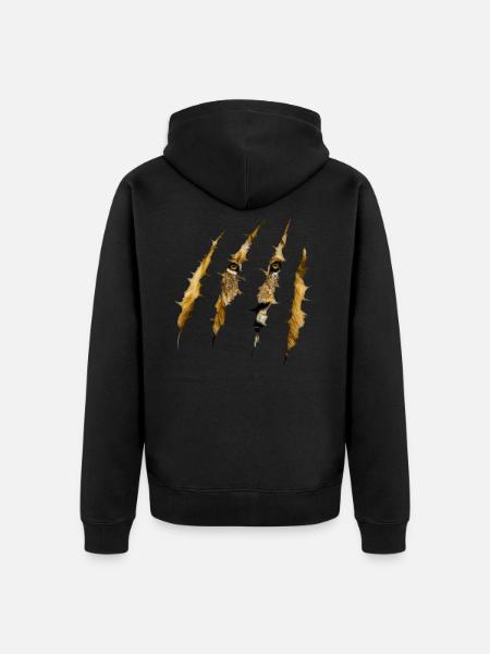 leijona - Premium unisex luomu-huppari vetoketjulla - musta