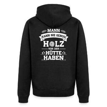 Forstwirt Förster Holz Spruch - Unisex Premium Bio Zip Hoodie - Schwarz - Hinten - Nico (187cm)