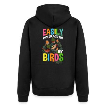 Oiseaux drôles ornithologues amateurs - Veste à capuche bio Premium Unisexe - noir - Dos - Nico (187cm)
