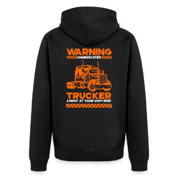 Warning trucker lorry driver lorry driver - Unisex Premium Organic Zip Hoodie - black - Back - Nico (187cm)