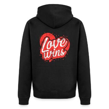 Love wins - Unisex Premium Organic Zip Hoodie - black - Back - Nico (187cm)