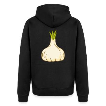 garlic - Unisex Premium Organic Zip Hoodie - black - Back - Nico (187cm)