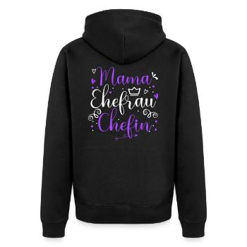 Mama Ehefrau Chefin Herz Muttertag Geschenk - Unisex Premium Bio Zip Hoodie - Schwarz - Hinten - Nico (187cm)