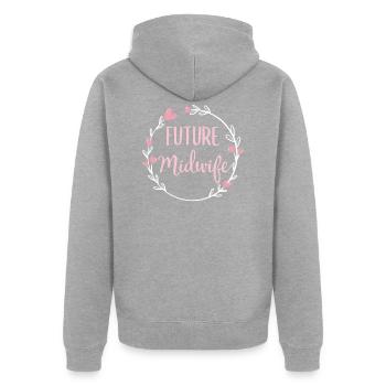 Geburtshilfe Hebammenschülerin Hebammenstudentin - Unisex Premium Bio Zip Hoodie - Grau meliert - Hinten - Nico (187cm)