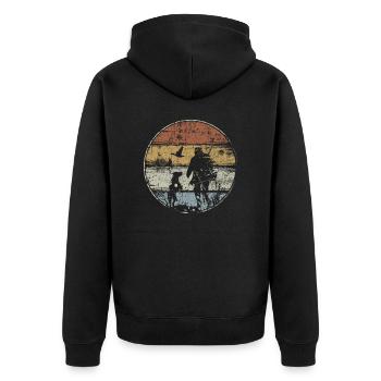Chasseur avec chien de chasse - Veste à capuche bio Premium Unisexe - noir - Dos - Nico (187cm)