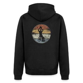 Rollstuhl Basketball vintage - Unisex Premium Bio Zip Hoodie - Schwarz - Hinten - Nico (187cm)