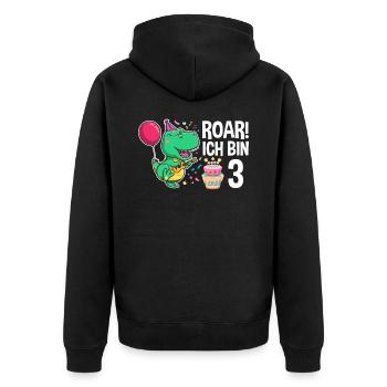 3rd birthday boy 3 years dinosaur T Rex - Unisex Premium Organic Zip Hoodie - black - Back - Nico (187cm)