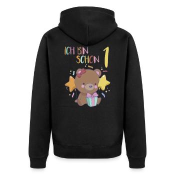 1er anniversaire fille 1 an ours j'ai 1 an - Veste à capuche bio Premium Unisexe - noir - Dos - Nico (187cm)