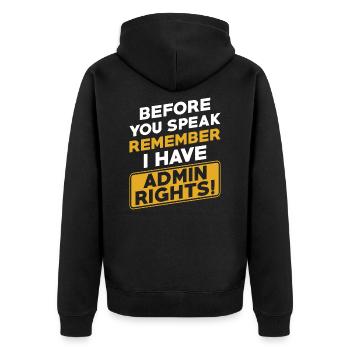 Administrator Computer Scientist Programmer Admin - Unisex Premium Organic Zip Hoodie - black - Back - Nico (187cm)