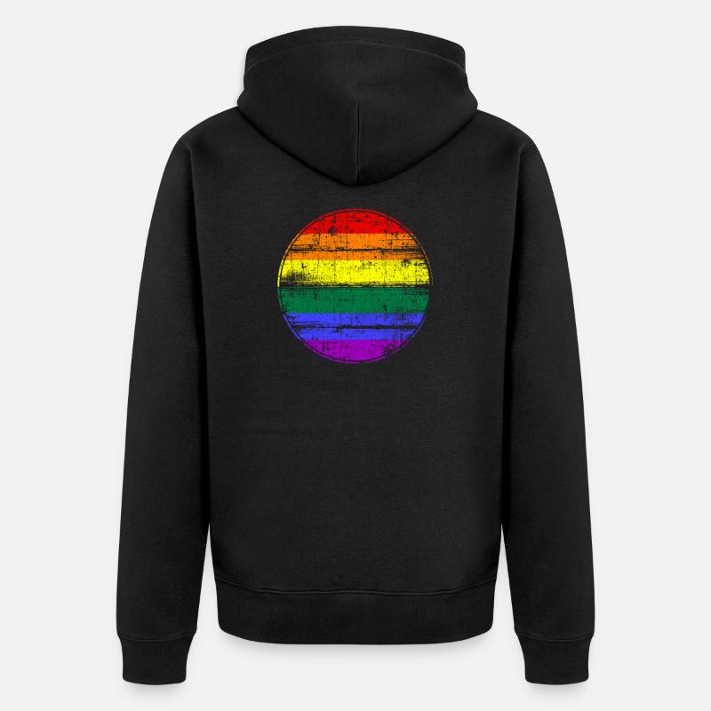 Drapeau arc-en-ciel LGBT - Veste à capuche bio Premium Unisexe - noir