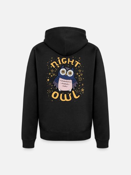night owl - Unisex Premium Organic Zip Hoodie - black