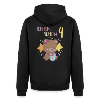 4. Geburtstag Mädchen 4 Jahre Bär Ich Bin 4 - Unisex Premium Bio Zip Hoodie - Schwarz - Hinten - Nico (187cm)