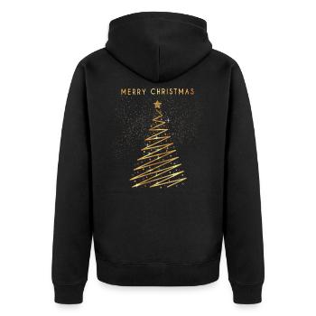 Merry Christmas Gold - Unisex Premium Organic Zip Hoodie - black - Back - Nico (187cm)
