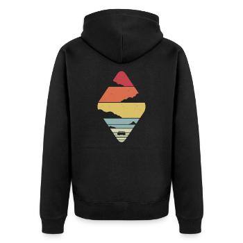 Vintage Camper Camping Jahrgang Campingbus - Unisex Premium Bio Zip Hoodie - Schwarz - Hinten - Nico (187cm)