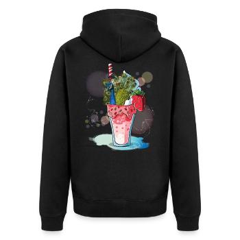 Pfau - Unisex Premium Bio Zip Hoodie - Schwarz - Hinten - Nico (187cm)