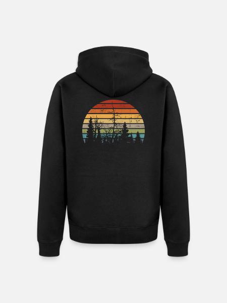Retrocolor - Natur - Bäume - Wald - Vintage Logo - Unisex Premium Bio Zip Hoodie - Schwarz