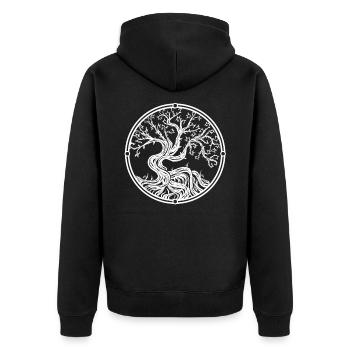 Baum des Lebens - Unisex Premium Bio Zip Hoodie - Schwarz - Hinten - Nico (187cm)