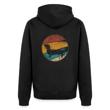 Dachshund vintage - Unisex Premium Organic Zip Hoodie - black - Back - Nico (187cm)