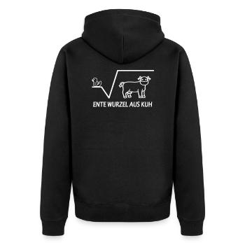 Ente Wurzel aus Kuh Witze Mathe Mathematik Lehrer - Unisex Premium Bio Zip Hoodie - Schwarz - Hinten - Nico (187cm)