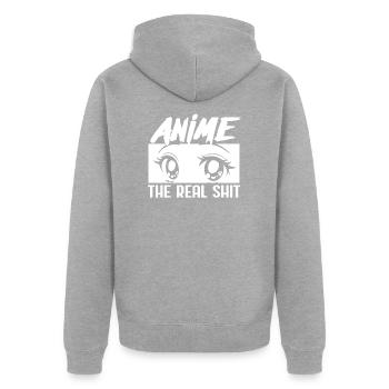 Anime - Unisex Premium Organic Zip Hoodie - heather grey - Back - Nico (187cm)