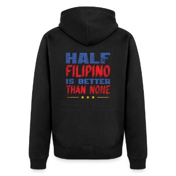 Halb Filipino - Unisex Premium Bio Zip Hoodie - Schwarz - Hinten - Nico (187cm)