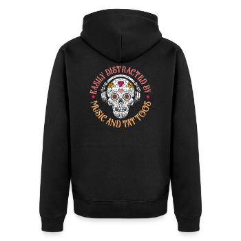 Cadeau de tatouage d'artiste de tatouage de musique et de tatouages - Veste à capuche bio Premium Unisexe - noir - Dos - Nico (187cm)