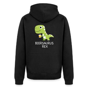 Biersaurus Rex - Bier Dino Dinosaurier Geschenk - Unisex Premium Bio Zip Hoodie - Schwarz - Hinten - Nico (187cm)