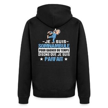 Homme somnambule cadeau drôle humour sommeil - Veste à capuche bio Premium Unisexe - noir - Dos - Nico (187cm)