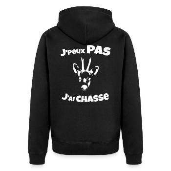 OBV – V.2 J’peux pas j’ai chasse #1 - Veste à capuche bio Premium Unisexe - noir - Dos - Nico (187cm)