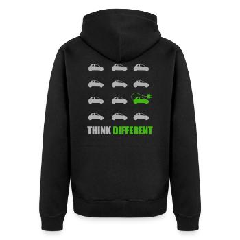 Think Different Elektroauto E-Auto Spruch I Klima - Unisex Premium Bio Zip Hoodie - Schwarz - Hinten - Nico (187cm)