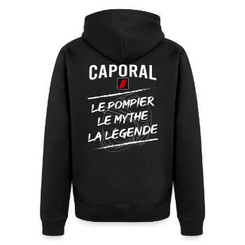 Caporal - le pompier - le sapeur pompier cadeau - Veste à capuche bio Premium Unisexe - noir - Dos - Nico (187cm)