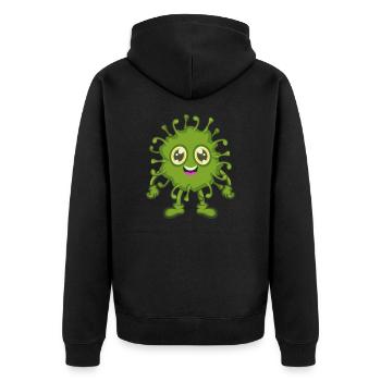Bakterie Virus - Unisex Premium Bio Zip Hoodie - Schwarz - Hinten - Nico (187cm)