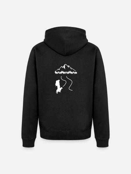 Dogs hiking mountains - Unisex Premium Organic Zip Hoodie - black